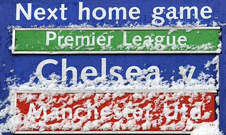 Chelsea v Manchester United off as snow decimates weekend fixture list