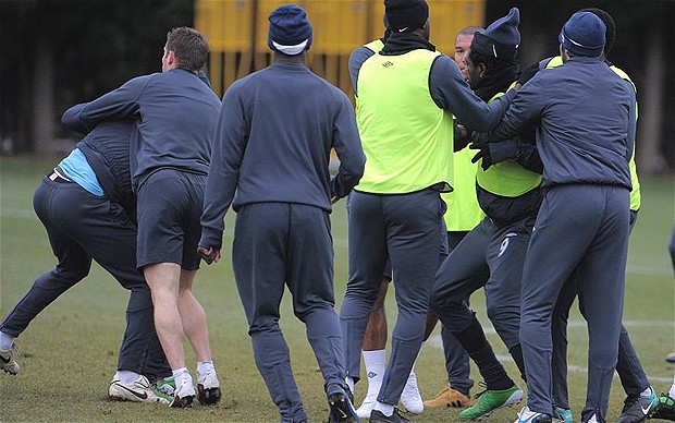 Kolo Toure and Adebayor fight during latest training ground bust-up at Manchester City