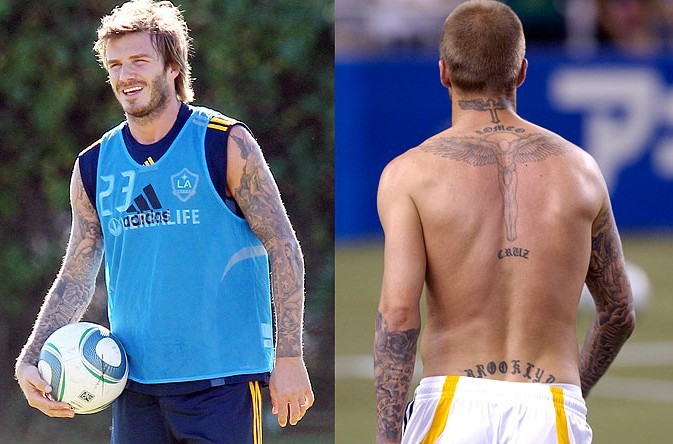 Beckham posts new tattoo on Facebook