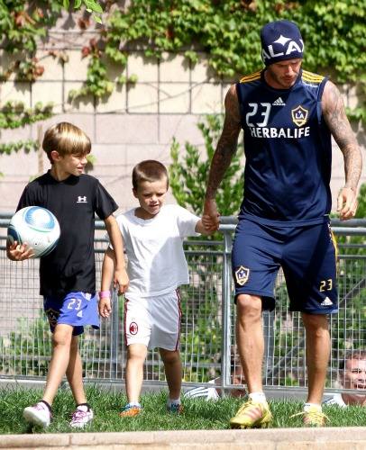 David Beckham & His Boys Hit the Soccer Field