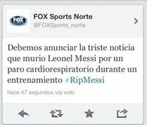 Fox Sports tweets death of Lionel Messi