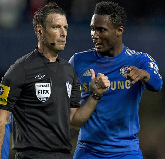 Ref is alleged to have called black Chelsea star Mikel ‘monkey’