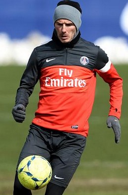 Beckham all geared up for Bacelona Champs Lge clash