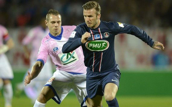 Beckham shown straight red card for PSG