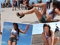  Argentinian beauty wows crowds as she shows off silky freestyle skills...in high heels! 