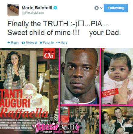 Balotelli acknowledges paternity of daughter