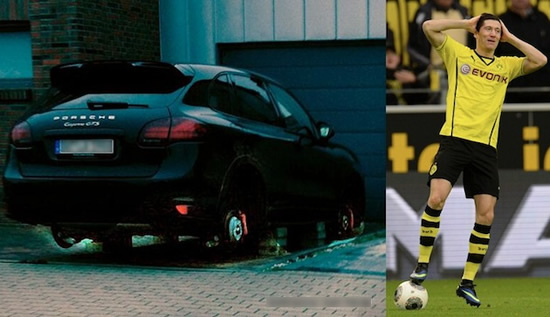 Someone stole all four wheels from Robert Lewandowski’s Porsche right outside his house