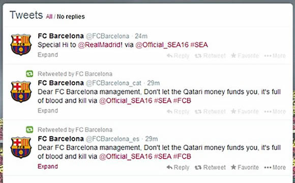 'Don't take Qatar's blood money' - Barcelona's Twitter accounts hacked