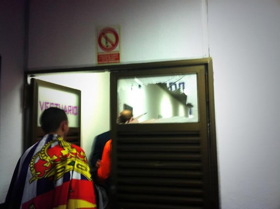 Real Valladolid player celebrates win over Barcelona by breaking window and cutting his hand