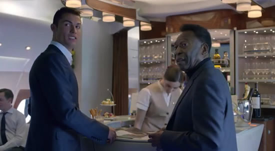 Cristiano Ronaldo and Pele both humbled on fancy plane in new Emirates ad