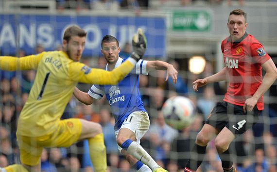 Everton 2-0 Manchester United: Baines & Mirallas ensure miserable Goodison Park return for Moyes