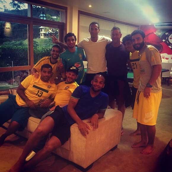 Manchester United Reunion! Rio Ferdinand is watching Brazil v Croatia round the Da Silvas’ house