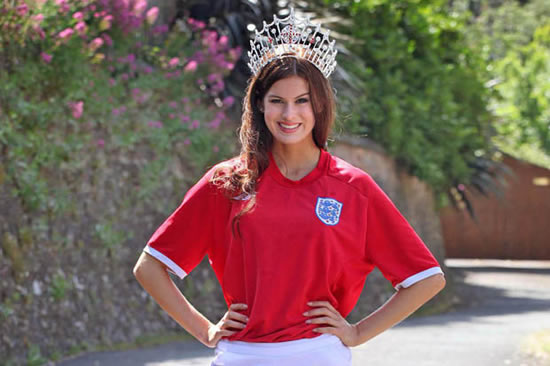 Miss England shows support for Three Lions team