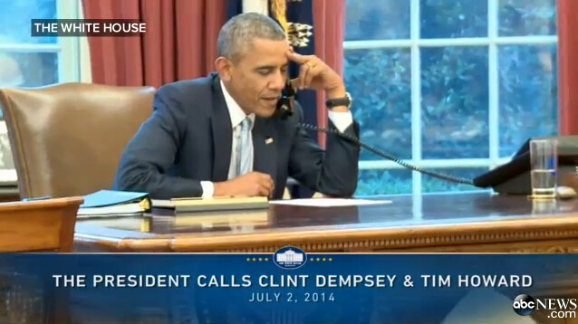 President Obama calls Tim Howard and Clint Dempsey, says this was a turning point for soccer in the U.S.
