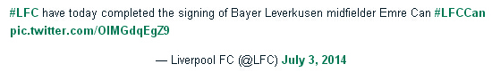 Liverpool sign Emre Can from Bayer Leverkusen