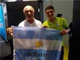  Brazil manager and captain pose with 'lucky' Argentina flag 