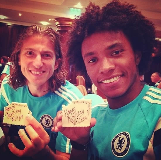 Chelsea's Willian posts Instagram photo of him and Filipe Luis celebrating their birthdays