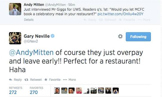 Man United legend Gary Neville mocks Manchester City on Twitter