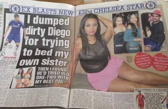Smut on Chelsea’s Diego Costa, ex claims he tried to sleep with her sister