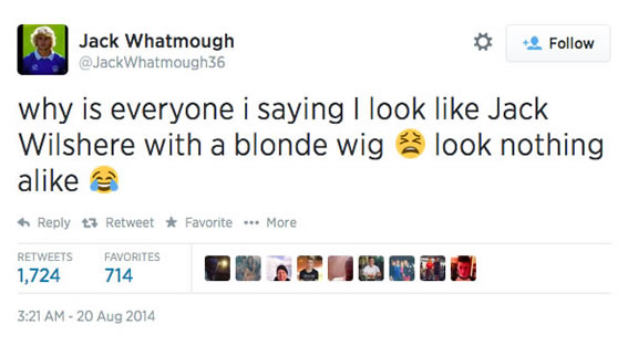 Pompey’s Jack Whatmough reacts to chatter he’s Arsenal’s Jack Wilshere in a blonde wig