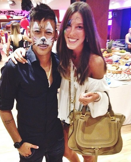 Here's Neymar with his face painted like a cat