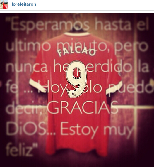 Radamel Falcao’s Wife Lorelei Taron Celebrates Move To Man United On Instagram