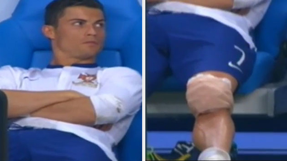 Cristiano goes off on 75 minutes to ice his knee