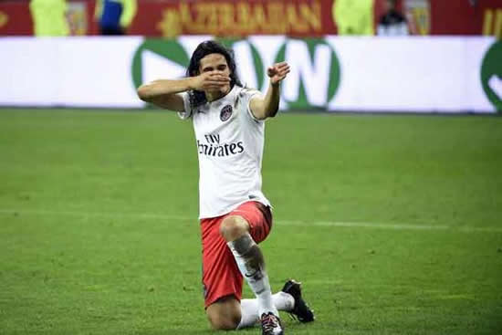 Crazytown! PSG’s Edinson Cavani booked for sniper celebration, then sent off for touching ref!