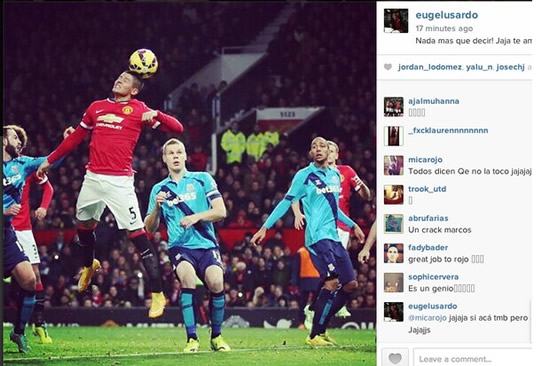 Marcos Rojo’s girlfriend Eugenia Lusardo posts picture proving he scored 2nd goal v Stoke!