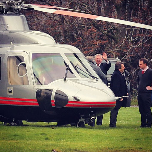 Man United legend Sir Alex Ferguson turns up at Yeovil in a helicopter