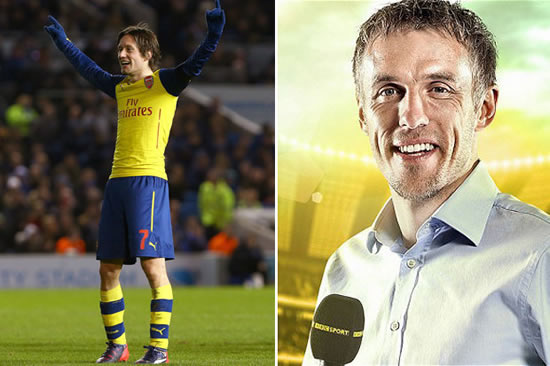 Phil Neville slammed by fans after saying he would have 'two-footed' Arsenal star
