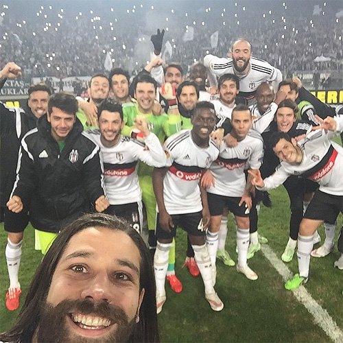 Besitkas take selfie on the pitch after beating Liverpool