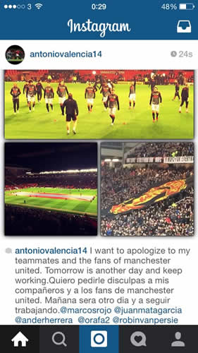 Antonio Valencia apologises to Man United fans & his teammates after 2-1 defeat to Arsenal