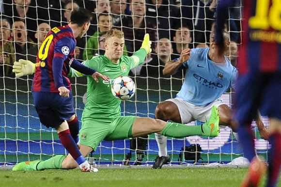 Joe Hart and James Milner react to Manchester City's Champions League exit to Barcelona