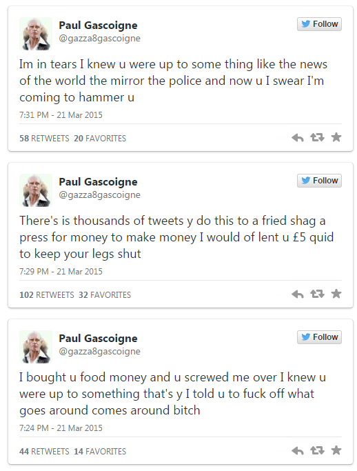 Poor Gazza has a Twitter meltdown claiming a woman screwed him over