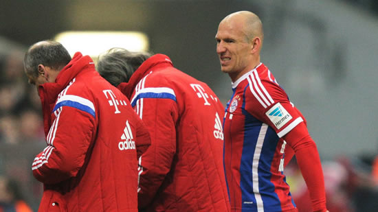 Bayern Munich's Arjen Robben facing spell on sidelines after injury blow