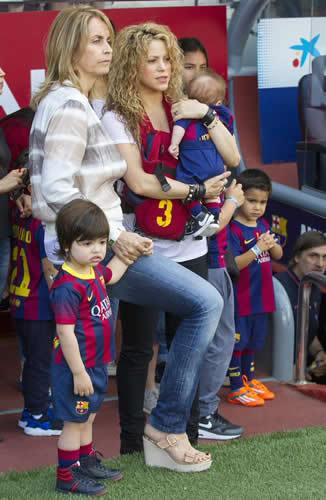Gerard Pique's girlfriend Shakira took newborn son Sasha to Barca's win v Valencia