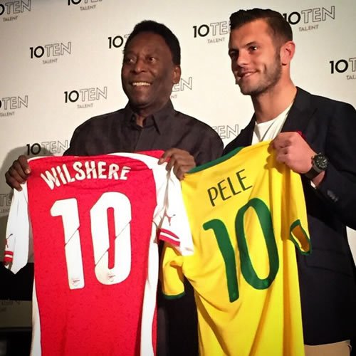 Arsenal star Jack Wilshere swaps shirts with Pele
