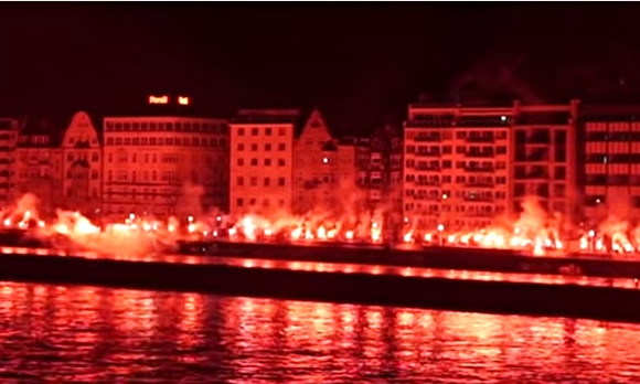 Fortuna Dusseldorf ‘set fire’ to the Rhine to mark 120-year anniversary
