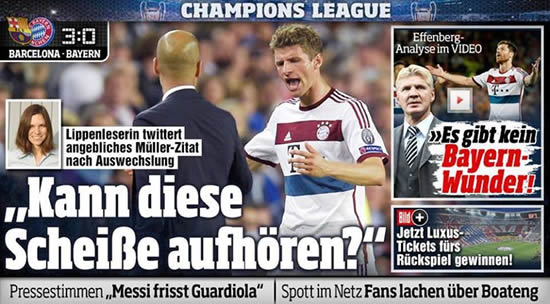 Thomas Muller publicly slammed Pep Guardiola’s ‘sh*t’ tactics when he was subbed off v Barca