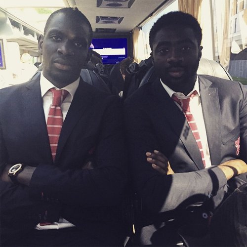 Liverpool duo Mamadou Sakho and Kolo Toure pose for serious snap