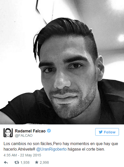 Radamel Falcao suggests new haircut is part of a broader ‘change’ in his life with cryptic Tweet…