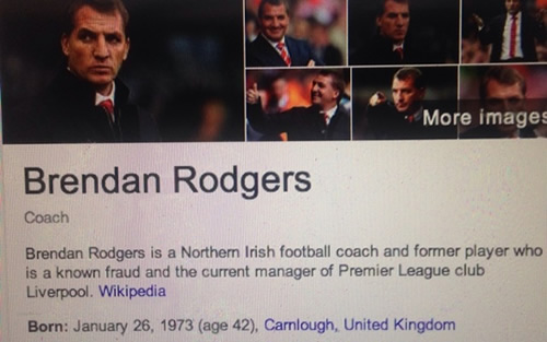 FURIOUS Liverpool fans DESECRATE Brendan Rodgers’s Wikipedia page
