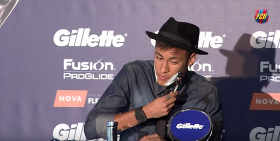 Neymar gives hammy shaving demonstration at Gillette press conference