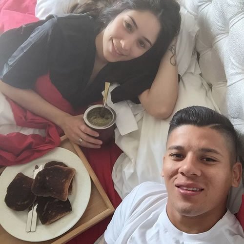 Marcos Rojo enjoys breakfast in bed ahead of Arsenal v Man Utd