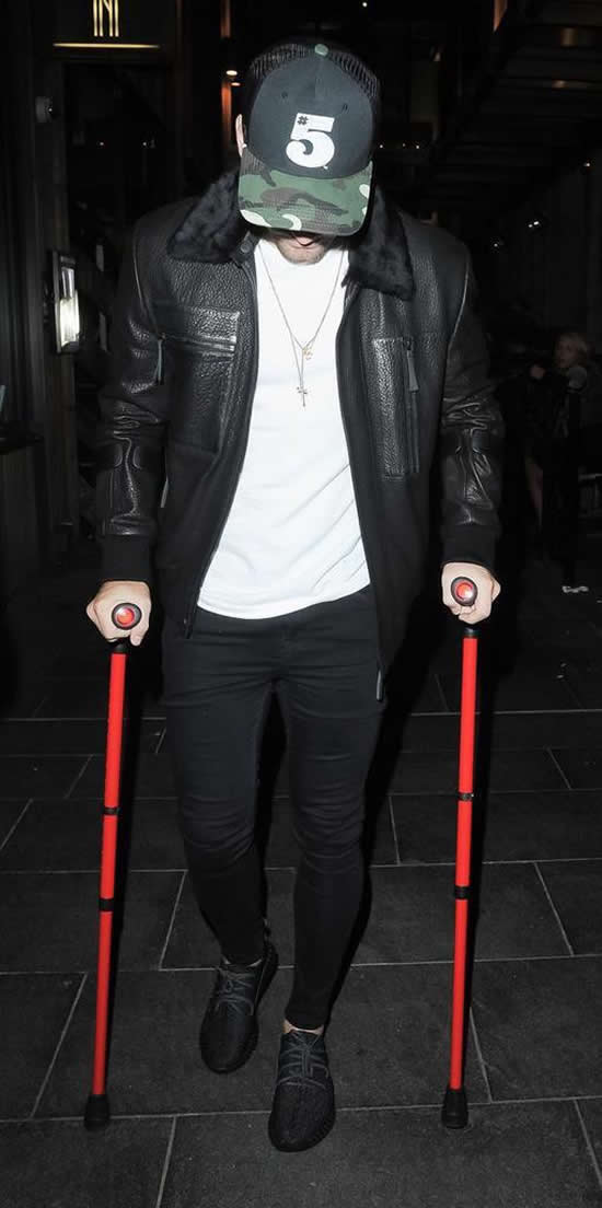 Luke Shaw spotted out with Man United style red crutches