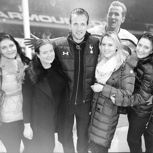 Tottenham star Harry Kane all smiles with 'Harry’s angels' after win