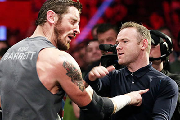 Man United captain Wayne Rooney slaps WWE superstar Wade Barrett