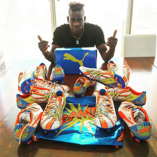 On-loan Liverpool star Mario Balotelli shows off comic-themed boots