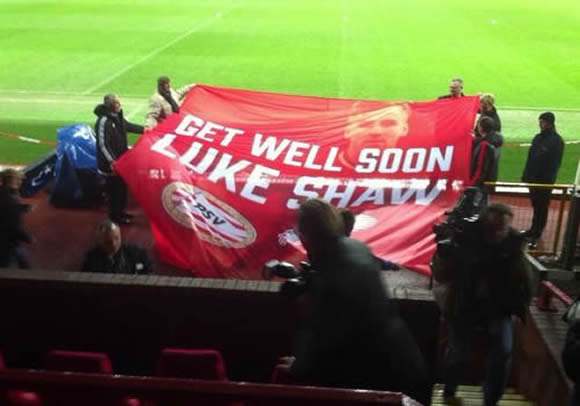 PSV fans make classy gesture for Man Utd’s injured Luke Shaw